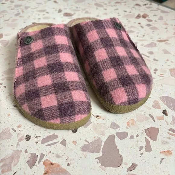 Birkenstock Zermatt Wool Felt/Shearling Dark Berry/Pink clogs shoes slippers new