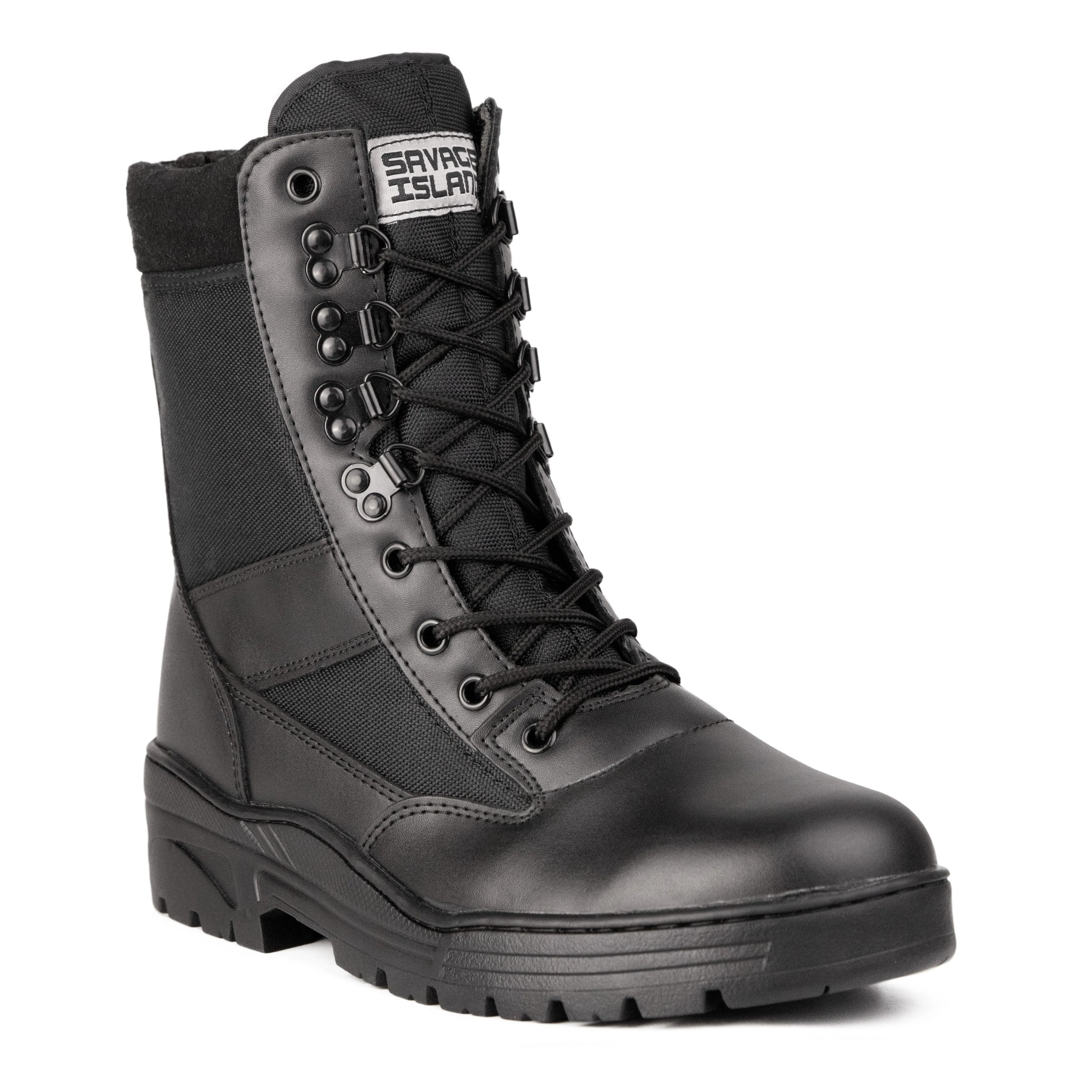 Black Leather Side Zip Patrol Boots