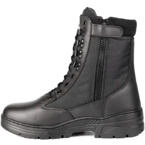 Black Leather Side Zip Patrol Boots