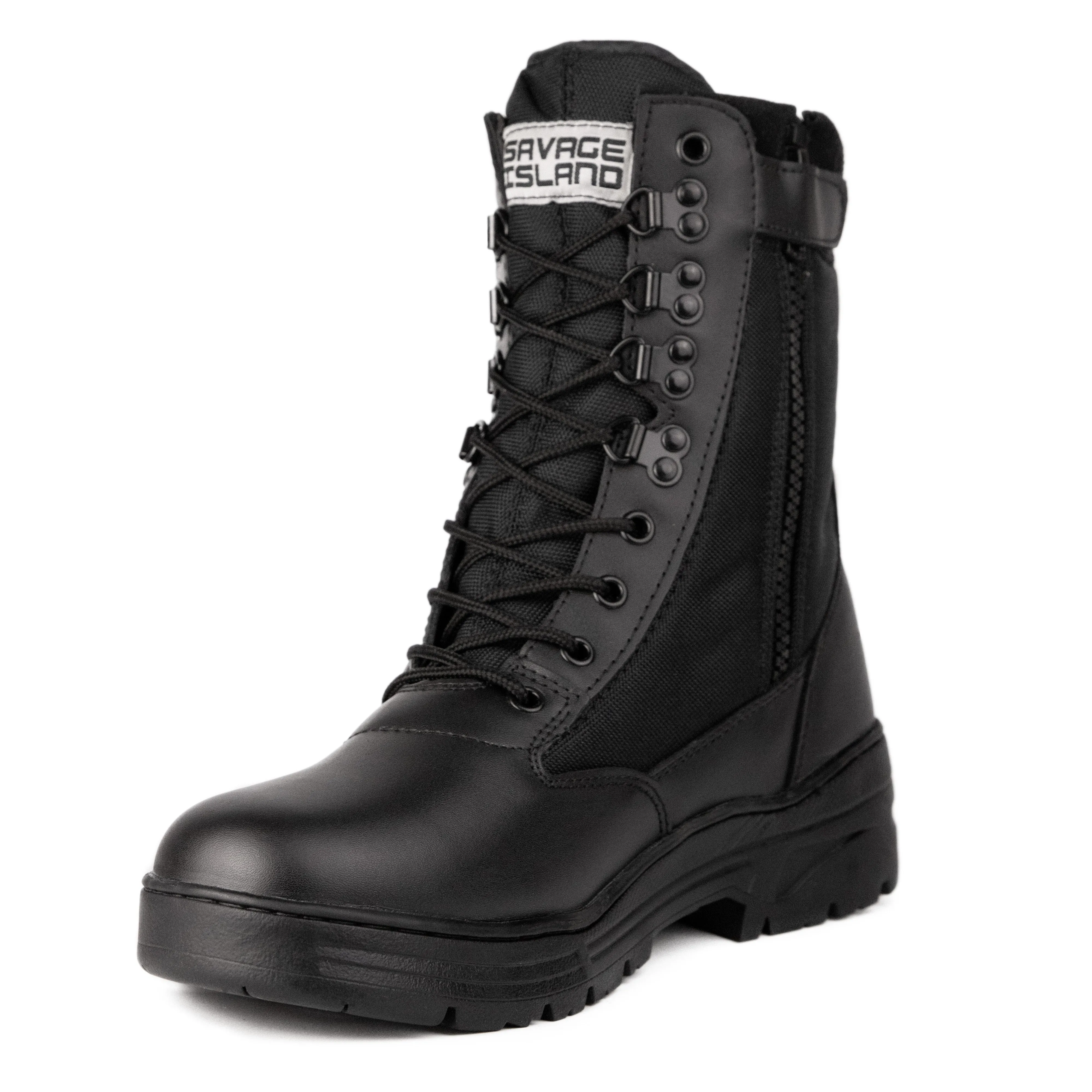 Black Leather Side Zip Patrol Boots