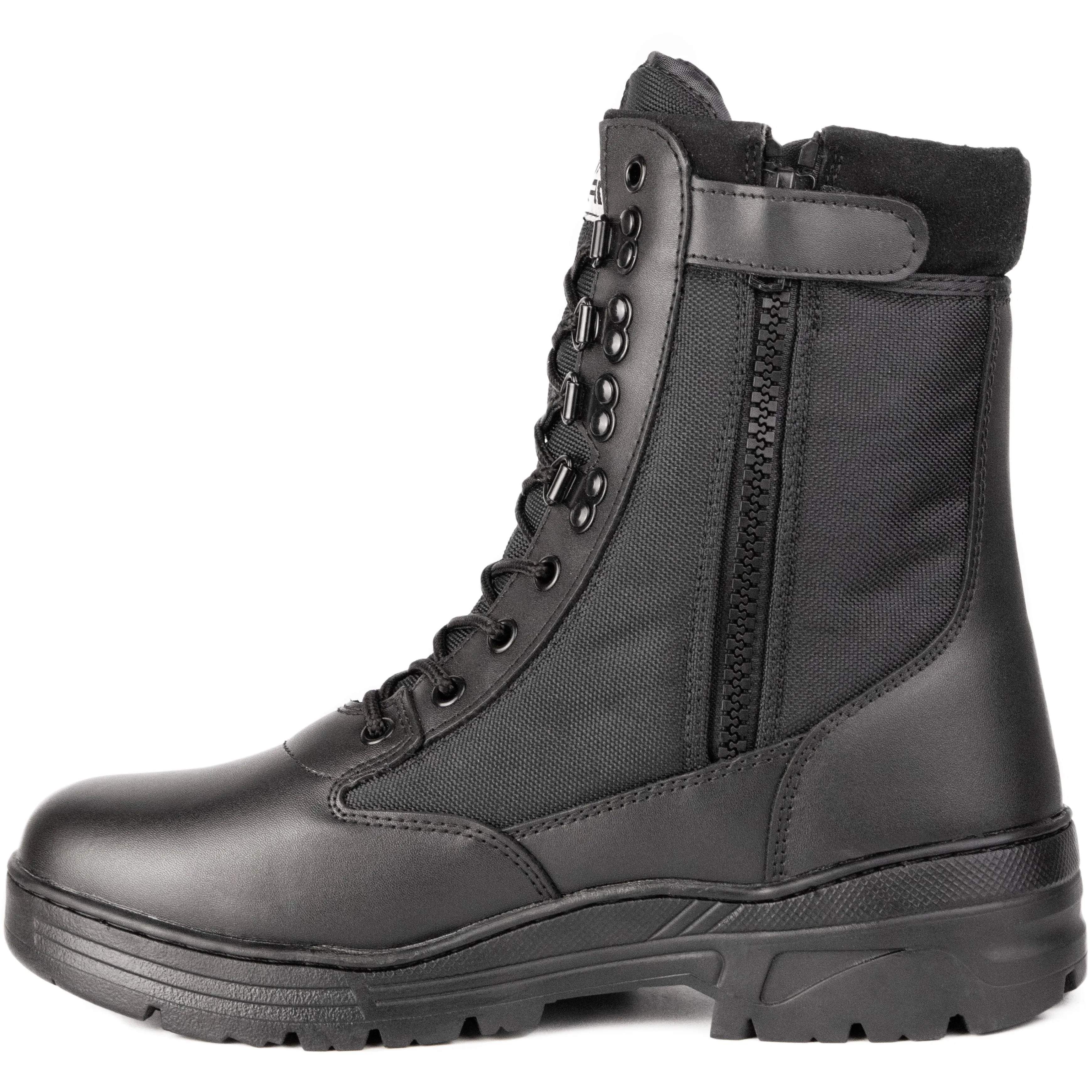 Black Leather Side Zip Patrol Boots