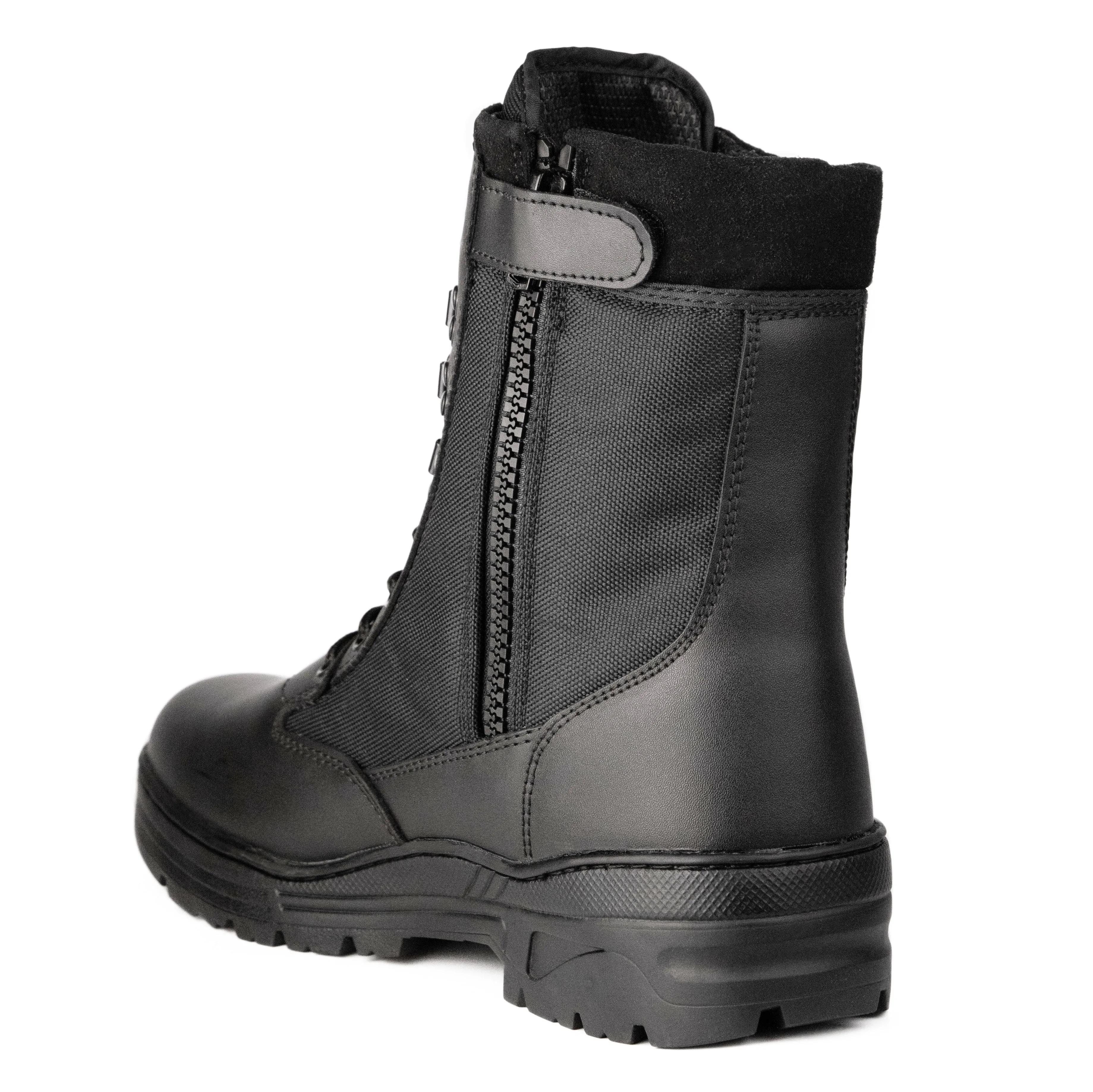 Black Leather Side Zip Patrol Boots