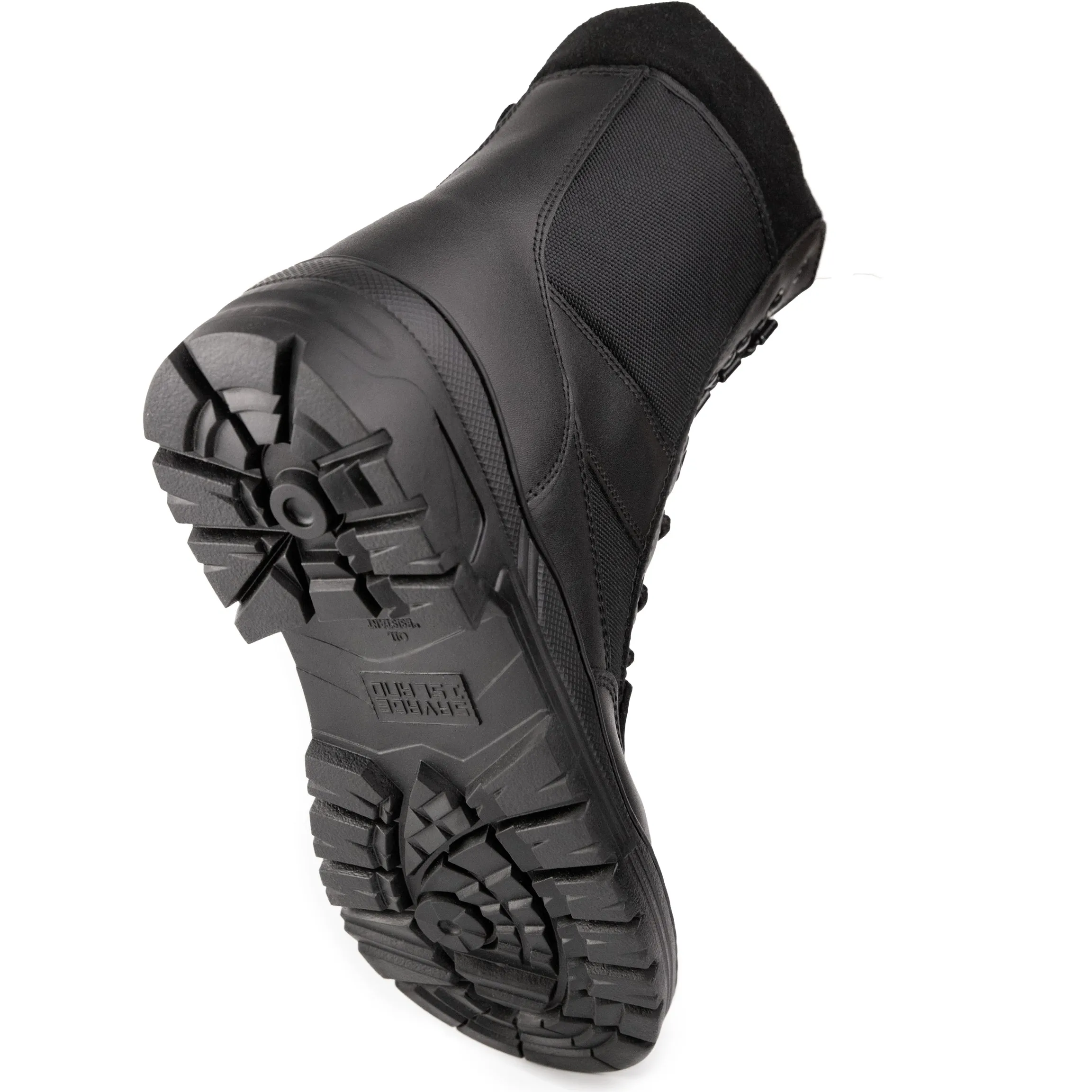 Black Leather Side Zip Patrol Boots