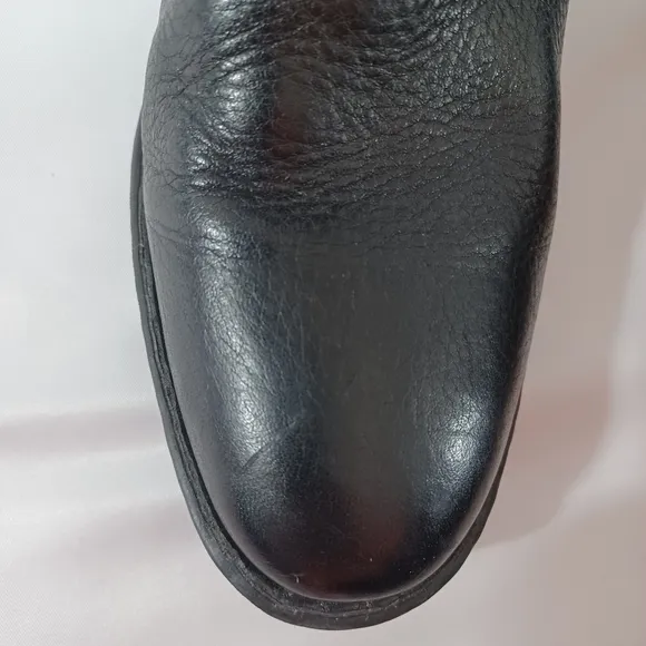 Black Leather Tall Boots Zippered Back
