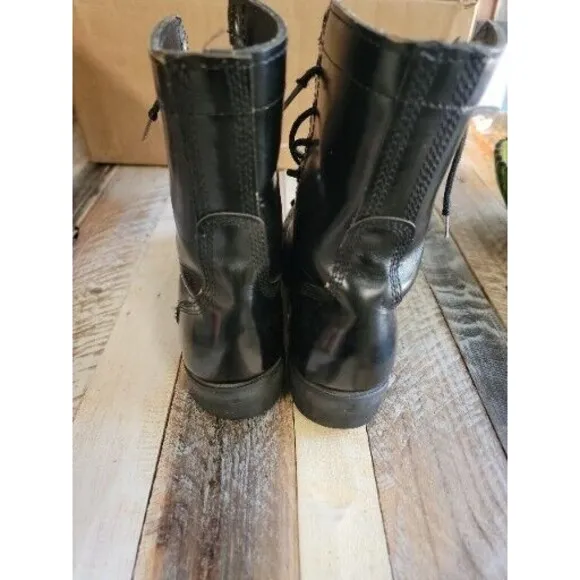 Black Military Leather Boots, Tactical Combat Uniform Boots sz 4