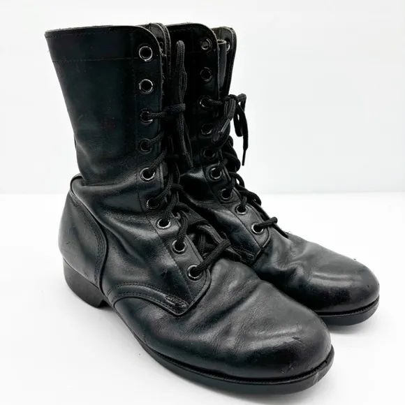 Black Military Leather PJ Combat Boots