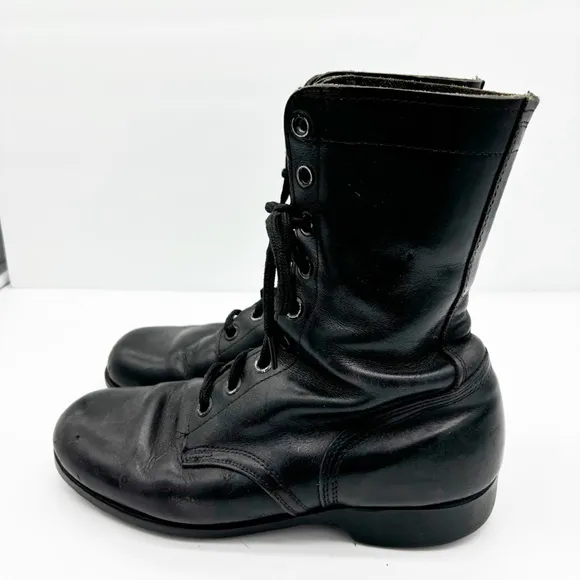 Black Military Leather PJ Combat Boots