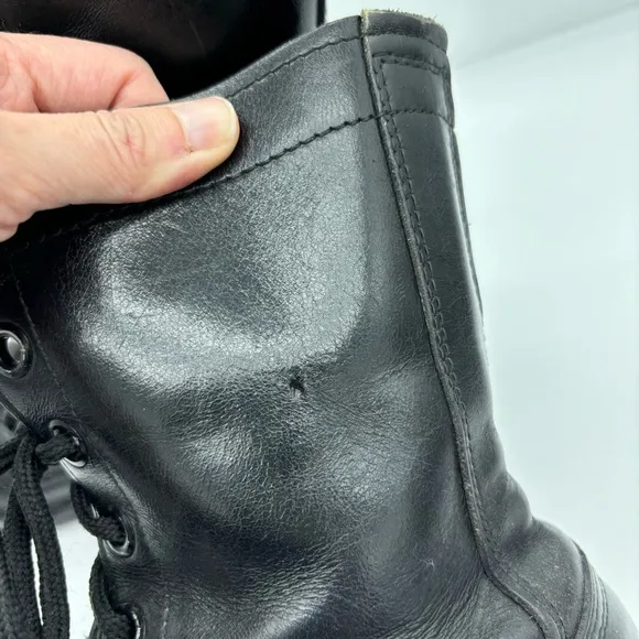 Black Military Leather PJ Combat Boots