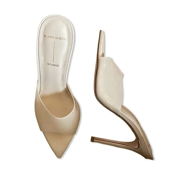 Black Suede Studio Revolve Bella High Heels Mules Blush shoes 6