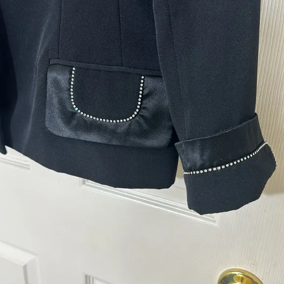 Black Suit Skirt Set With White Stones Details Size Large