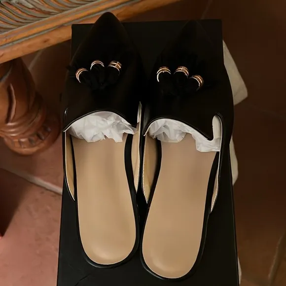 Black Tassel Slip-On Women's Shoes
