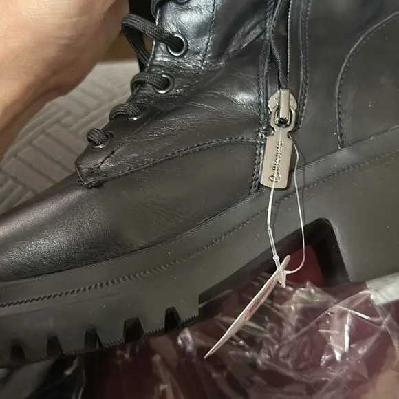 BLONDO | Cecilia Waterproof Lace Up Side Zip Boot In Black Leather | 7.5