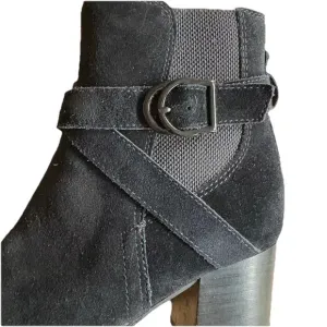 BLONDO Tamzin Waterproof Black Suede Booties‎ 2.5&quot; Heel Boots SZ WOMEN'S 5.5 EUC