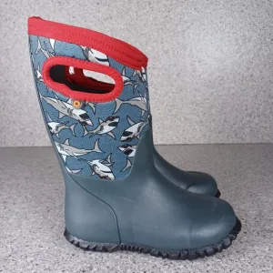 BOGS Boots Waterproof Durham Kids Shoes Gray Shark Print Sizes 10