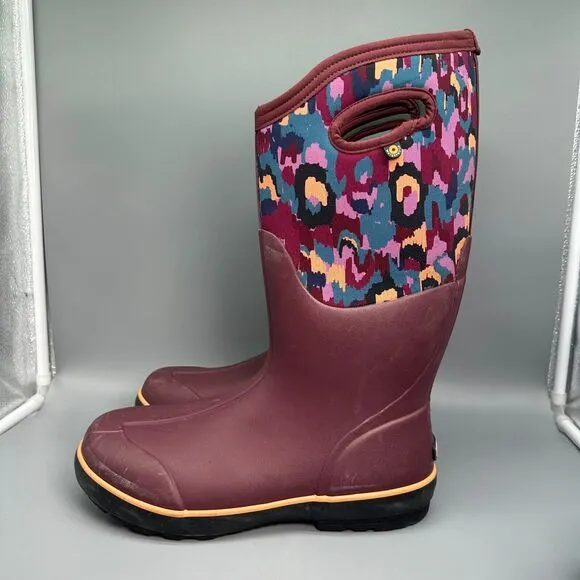 Bogs Classic II Ikat Women's 11 Burgundy Waterproof Winter Snow Boot Pull On