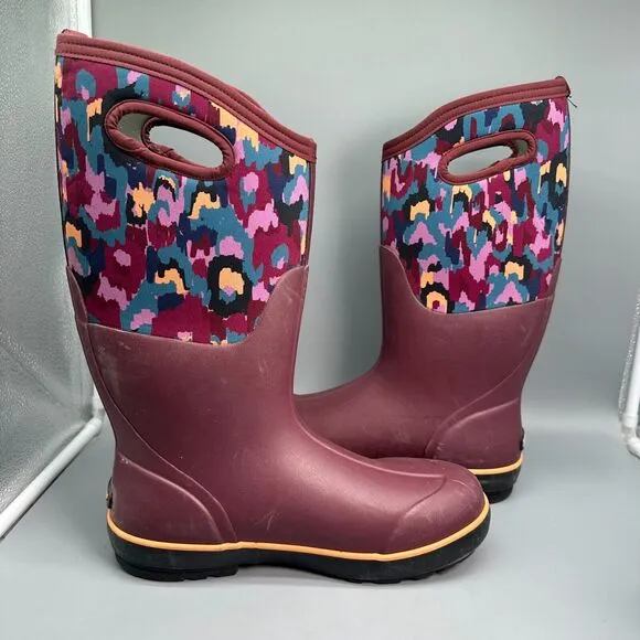 Bogs Classic II Ikat Women's 11 Burgundy Waterproof Winter Snow Boot Pull On