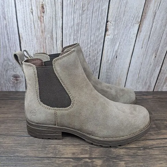 Born Cove Slip On Leather Suede Chelsea Ankle Boots Women's Sz 6 M Taupe (NWT)
