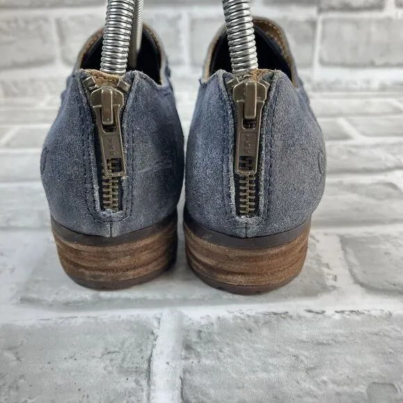Born Katharina Women's Size 6.5 Blue Leather Back Zip Ankle Bootie Shoes