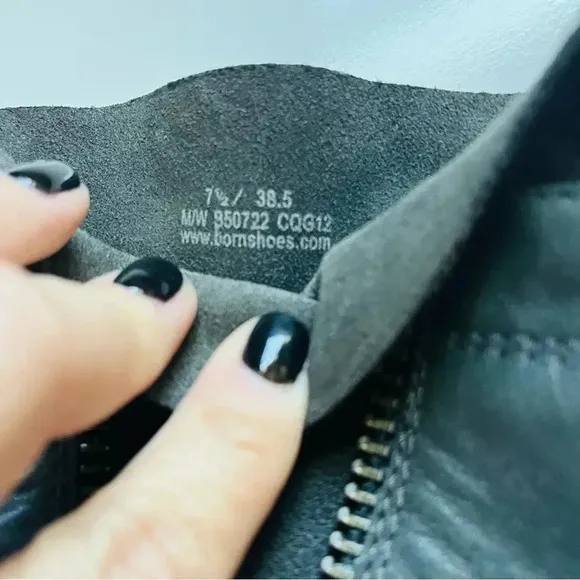 Born Mila In Charcoal Leather/Suede Zippered Boots