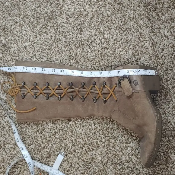 Born Tall Brown Leather Lace-Up Boots Women's Size 6.5