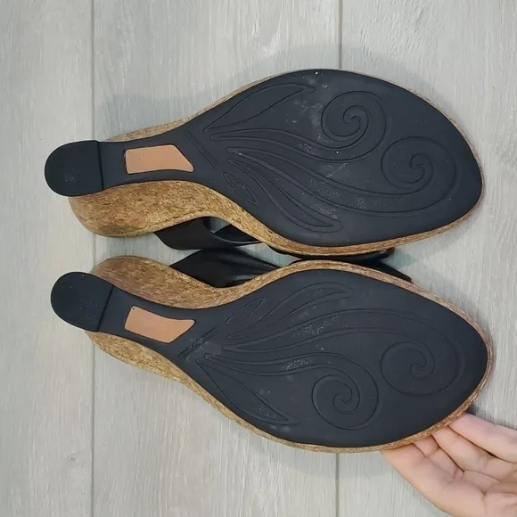 Born Women Comfort Slide Cork Wedge Sandals shoes sz 11