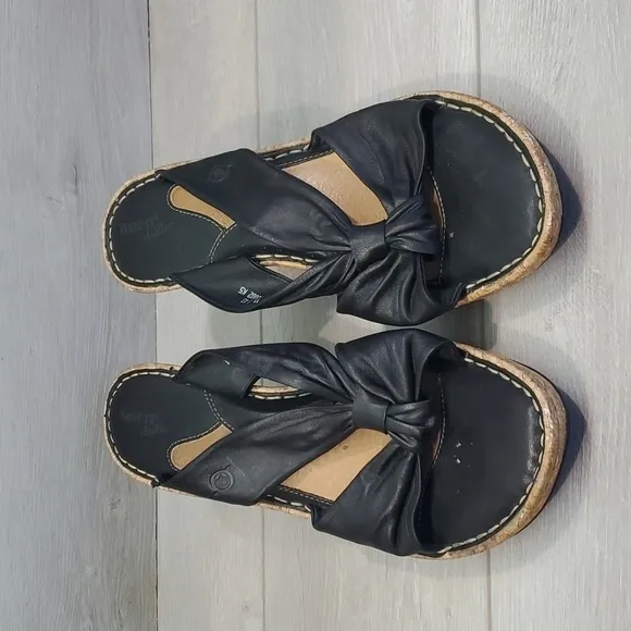 Born Women Comfort Slide Cork Wedge Sandals shoes sz 11