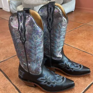 Boulet Iridescent and Black Cowgirl Boots