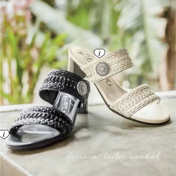 Brighton Tailor Band Woven Leather Sandals Block Heel sz 9 Boho Coastal Like New