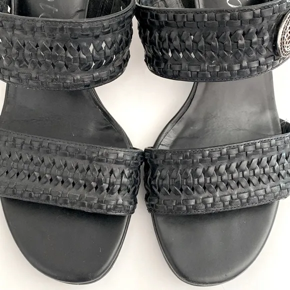 Brighton Tailor Band Woven Leather Sandals Block Heel sz 9 Boho Coastal Like New