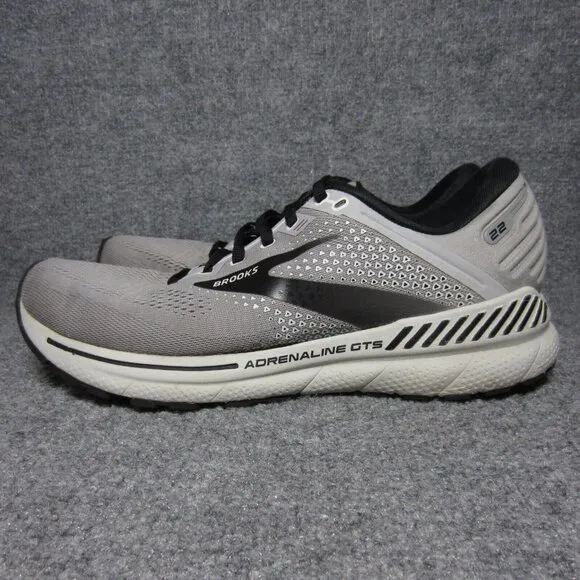 Brooks Adrenaline GTS 22 Running Shoes Gray Black Lace Up Men's Size 11