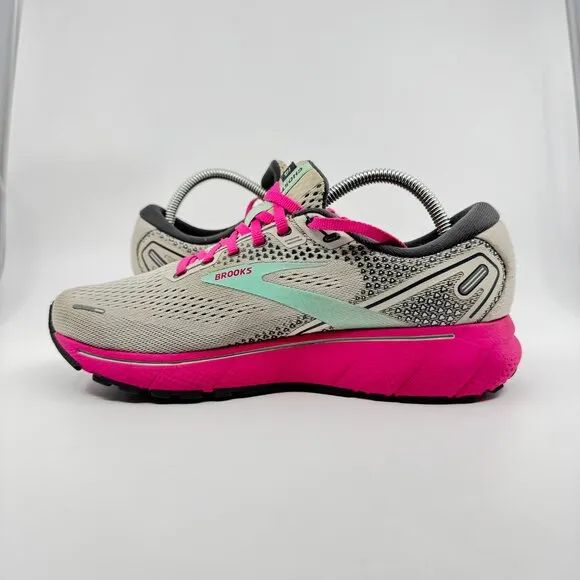 Brooks Ghost 14 Shoes Women Size 8 Gray/Pink Running Sneakers 120356-1B-024