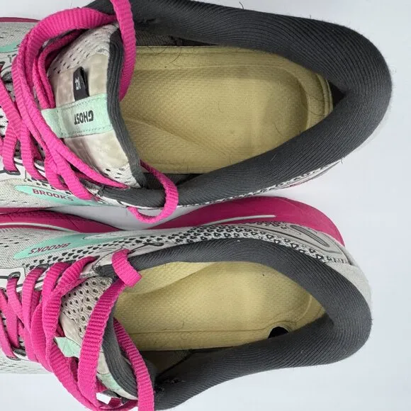 Brooks Ghost 14 Shoes Women Size 8 Gray/Pink Running Sneakers 120356-1B-024