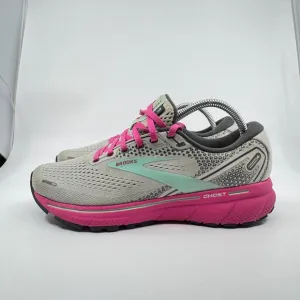 Brooks Ghost 14 Shoes Women Size 8 Gray/Pink Running Sneakers 120356-1B-024
