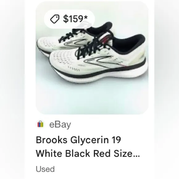 Brooks Glycerin 19 White Black Red Size 9.5 Men’s Athletic Shoes