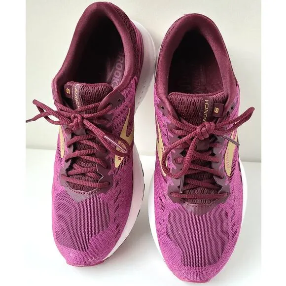 Brooks Launch 6 Magenta Gold Running Shoes Sneakers Womens Size US 8.5 EU 40 EUC
