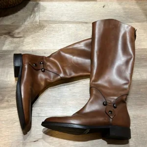 Brown leather tall boots, size 37 made in Italy
