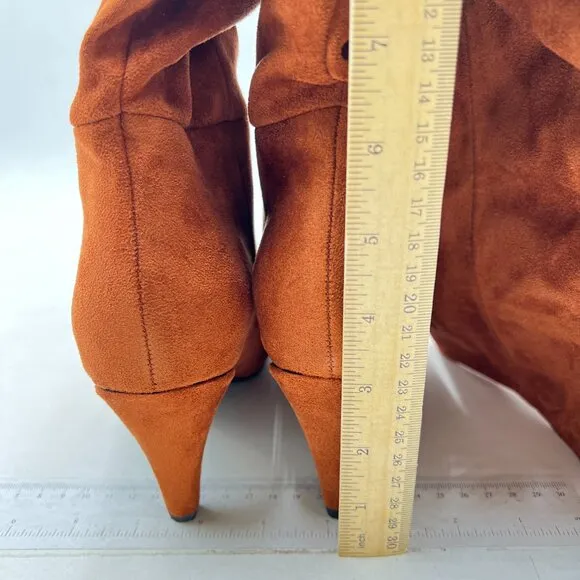 Brown Sassy Cone Heels Thigh High Boots for Women Over The Knee Stretchy Shoes