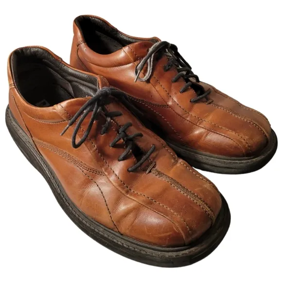 Brown Shoe Co Made In ITALY Genuine Leather Mens Brown Lace Up Shoes SZ 10 M