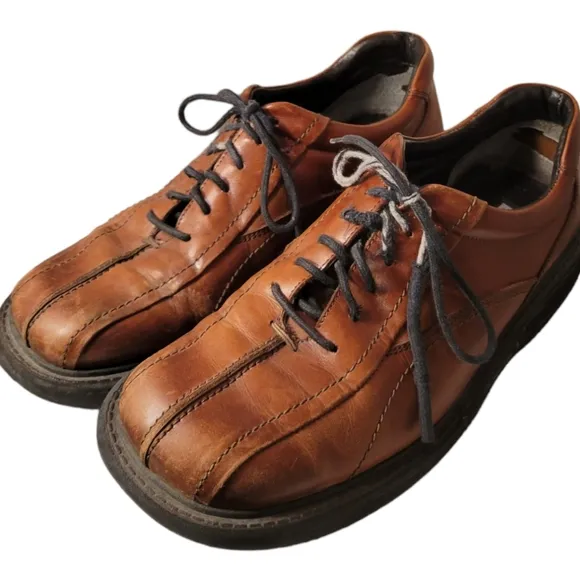 Brown Shoe Co Made In ITALY Genuine Leather Mens Brown Lace Up Shoes SZ 10 M