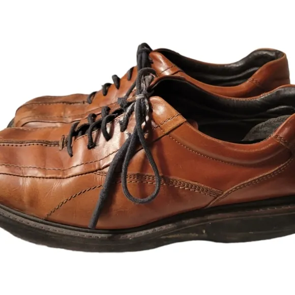 Brown Shoe Co Made In ITALY Genuine Leather Mens Brown Lace Up Shoes SZ 10 M