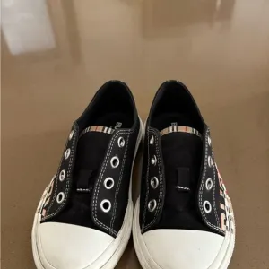 Burberry Black and White Slip-On Shoes