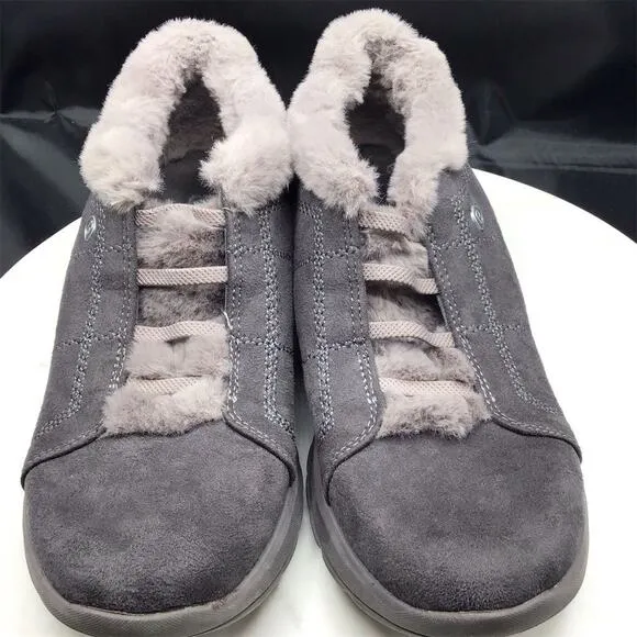 Bzees Women's Black Slip-On Comfort Shoes Size 8M Casual Faux Fur