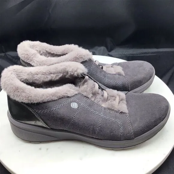 Bzees Women's Black Slip-On Comfort Shoes Size 8M Casual Faux Fur
