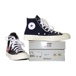 C5 NEW CONVERSE PLAY COMME DES GARCONS Black Canvas Sneaker Shoes Size 11 $125