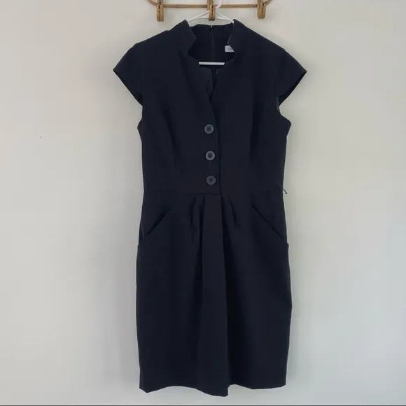 Calvin Klein Black Button-Down Sheath Dress with Collar - Size 10