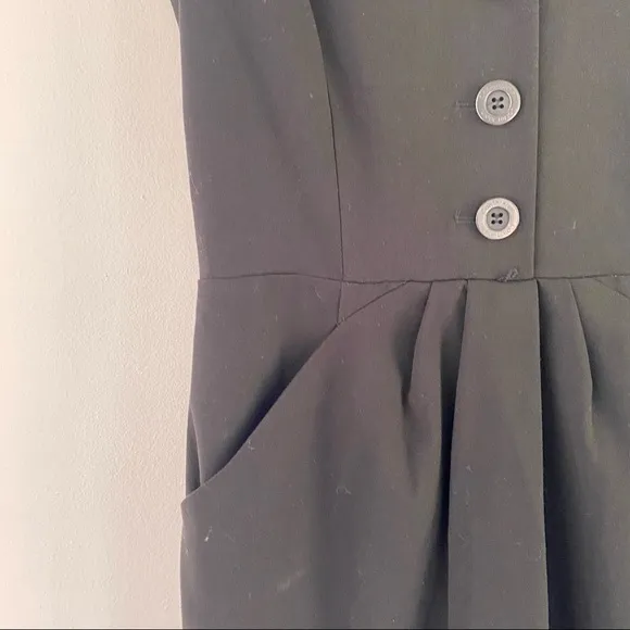 Calvin Klein Black Button-Down Sheath Dress with Collar - Size 10