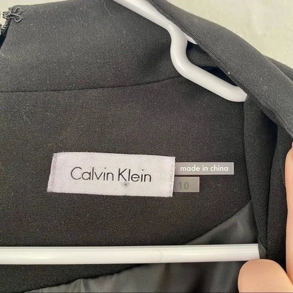 Calvin Klein Black Button-Down Sheath Dress with Collar - Size 10