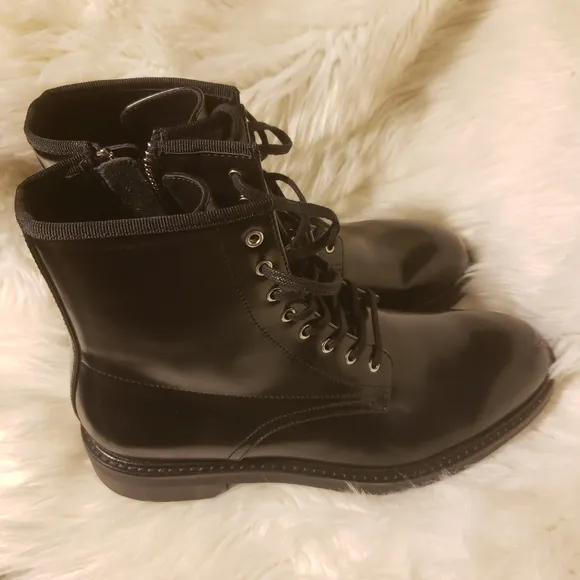 Calvin Klein keeler box black leather boots