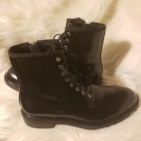 Calvin Klein keeler box black leather boots