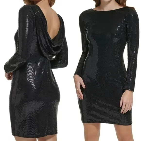 Calvin Klein. Sequined Cowl-Back Sheath Dress.